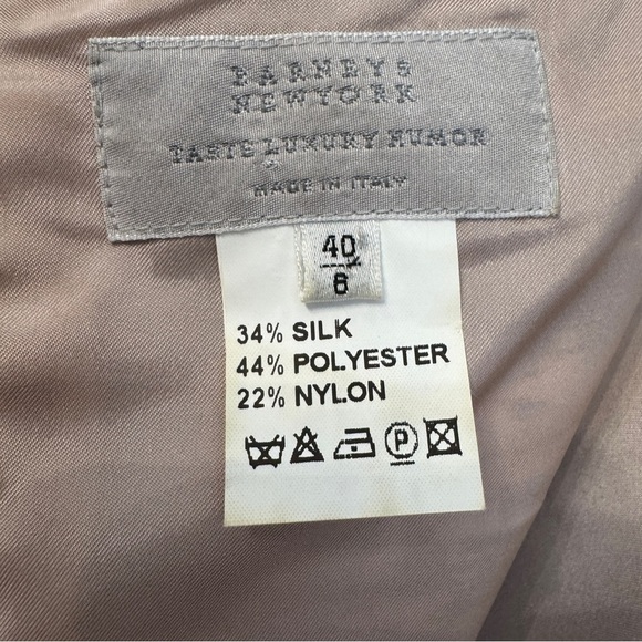 Barneys New York Metallic Brocade Dress 6 Gold Silver Sheath Belted Italy - Picture 6 of 7